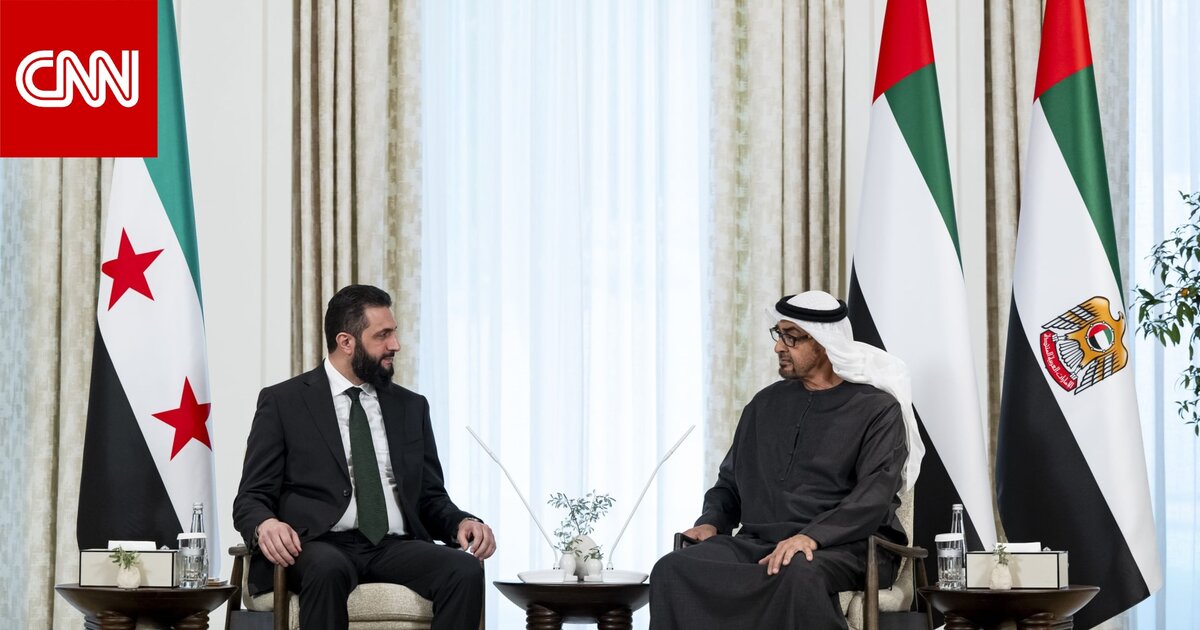 بعد زيارته الأولى للإمارات.. الرئيس السوري المؤقت يوجه رسالة شكر لمحمد بن زايد